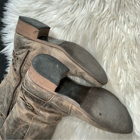 l e a t h e r :: Distressed Tall Leather Riding Boots - Picture 11 of 16